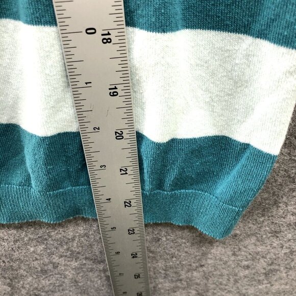 Talbots Pima Cotton Cardigan Womens Small S Short Sleeve Lightweight Stripe - Picture 6 of 8